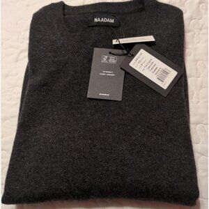 NAADAM THE ORIGINAL CREWNECK SWEATER IN CASHMERE SIZE MEDIUM SMOKE CHARCOAL BNWT